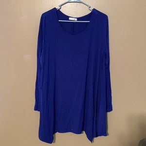 Blue long sleeve flowy blouse